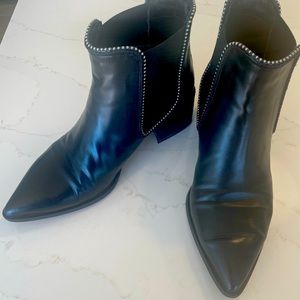 Black leather ankle boots